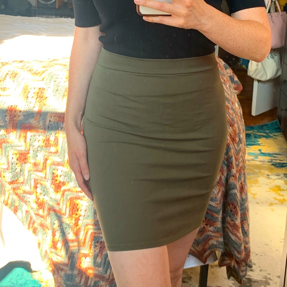 Charlotte Russe Olive Mini Pencil Skirt